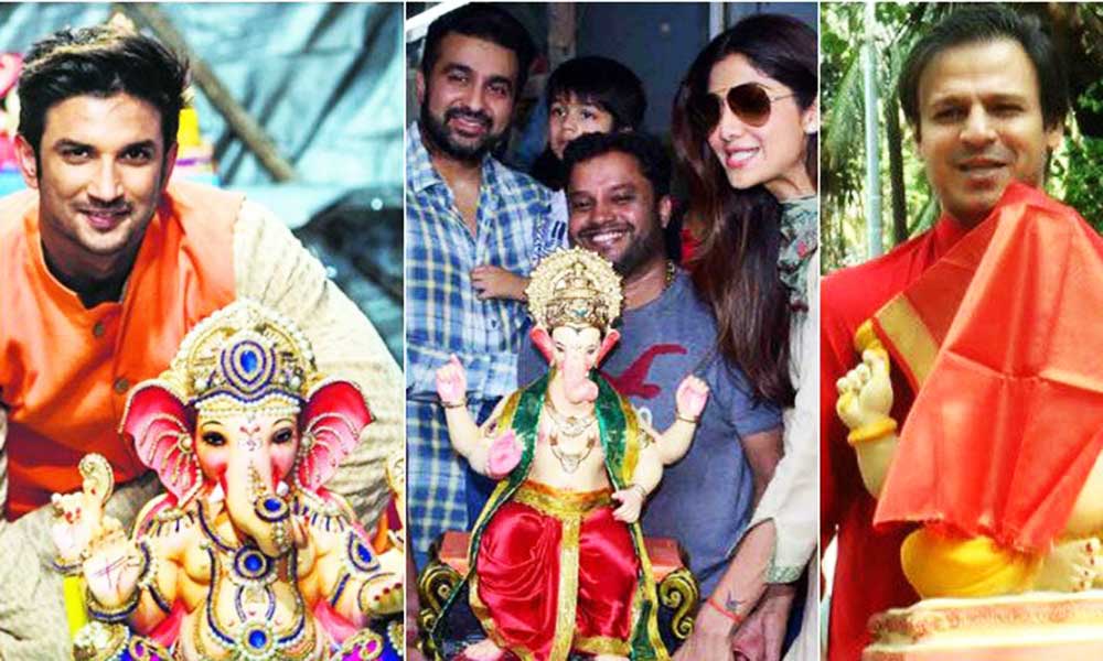 गणपति उत्सव मनाते हुए बॉलीवुड सितारे