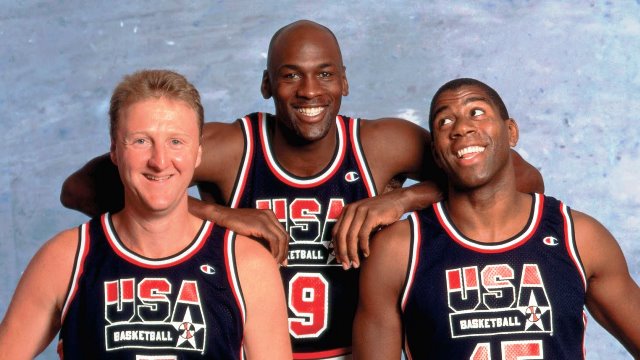 Larry_Bird_Michael_Jordan_and_Magic_Johnson_in_a_photo_shootout_for_92_Olympics_1992