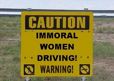 Warning sign for women driving