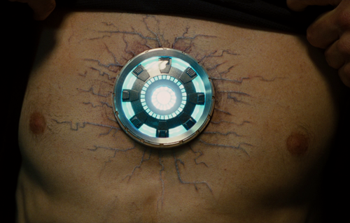 Tony Stark uses palladium keeping shrapnel from reaching his heart