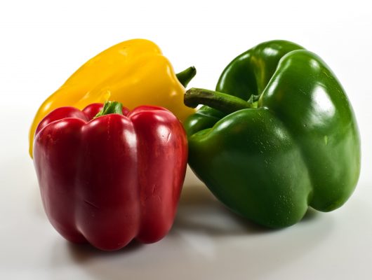 Colorful paprika on white background