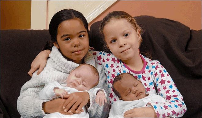 Biracial born twins