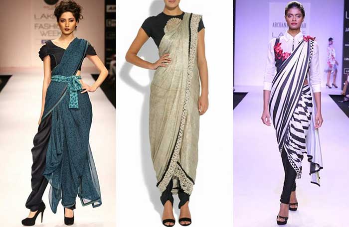Dramatic saree draping styles