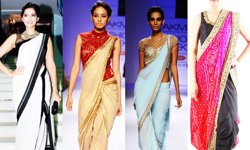 Dramatic saree draping styles