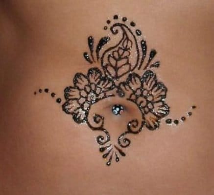 Belly Button Mehndi Design Images Pictures (Ideas)