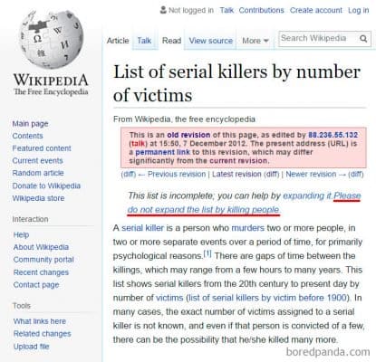 Funny Wikipedia Edits