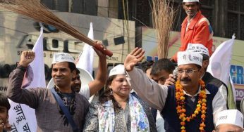 Arvind Kejriwal on his election campaign trail