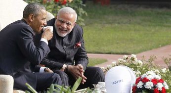 PM Modi Meets Obama On Tea Talks Wearing His Name On A Designer Striped Suit
